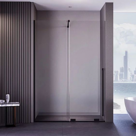 Душевая дверь в нишу VECONI Premium Trento PTDW-50B 150x200 стекло прозрачное, профиль чёрный