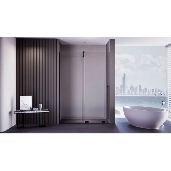 Душевая дверь в нишу VECONI Premium Trento PTDW-50B 150x200 стекло прозрачное, профиль чёрный