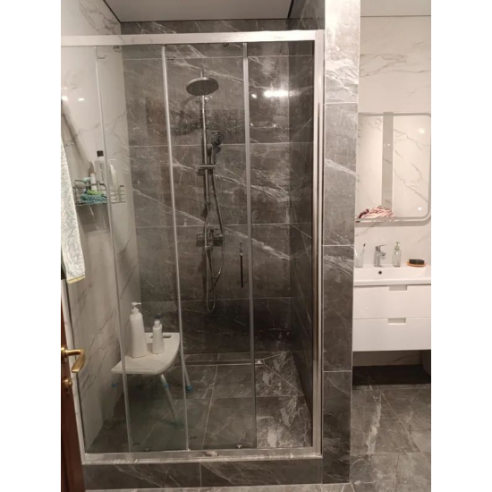 Душевая дверь в нишу VECONI Vianno VN-46 140x195 стекло прозрачное, профиль хром