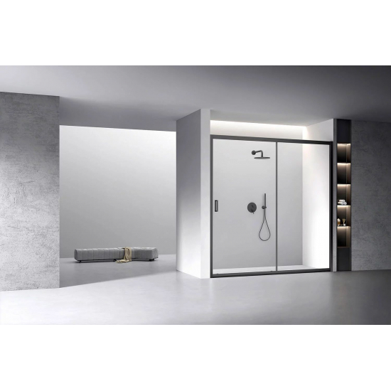 Душевая дверь в нишу VECONI Vianno VN-60B 170x195 стекло прозрачное, профиль чёрный