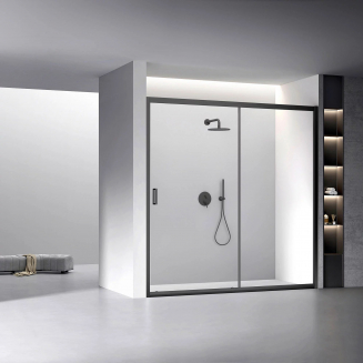 Душевая дверь в нишу VECONI Vianno VN-60B 190x195 стекло прозрачное, профиль чёрный