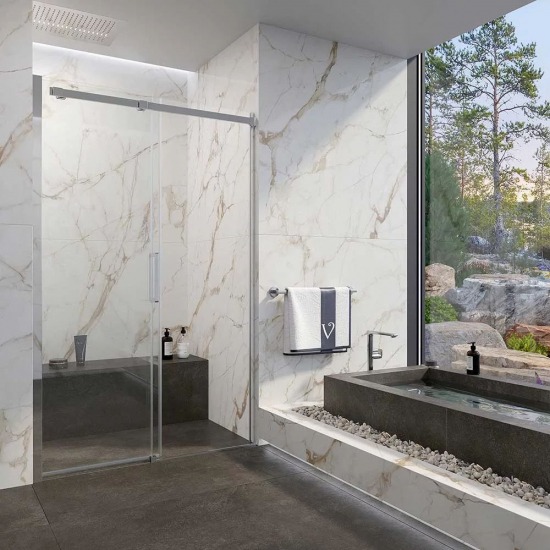 Душевая дверь в нишу VECONI Vianno VN-70CH 130x195 стекло прозрачное, профиль хром