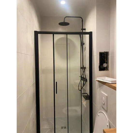 Душевая дверь в нишу VECONI Vianno VN-72B 100x190 стекло прозрачное, профиль чёрный