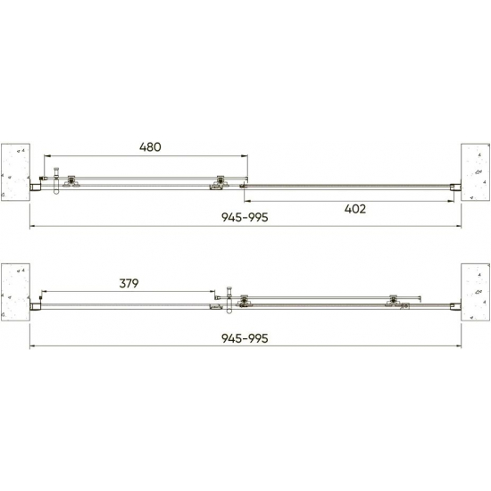 Душевая дверь в нишу VECONI Vianno VN-72B 100x190 стекло прозрачное, профиль чёрный