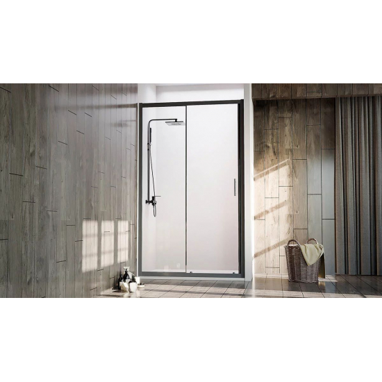 Душевая дверь в нишу VECONI Vianno VN-72B 140x190 стекло прозрачное, профиль чёрный