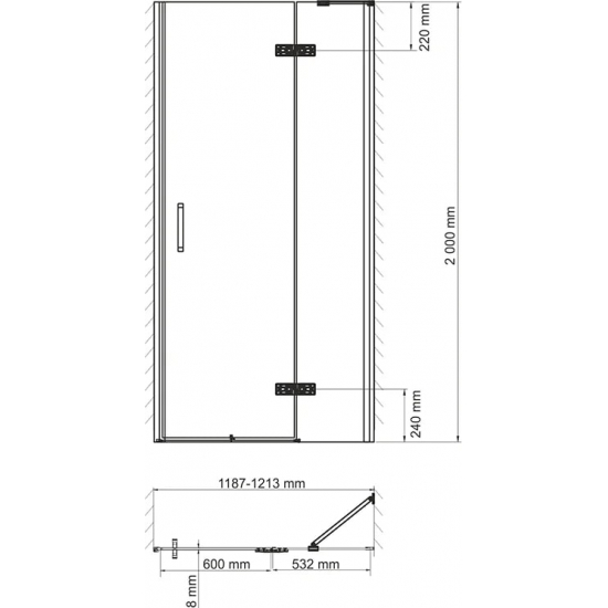 Душевая дверь в нишу WASSERKRAFT Aller 10H05R 120x200