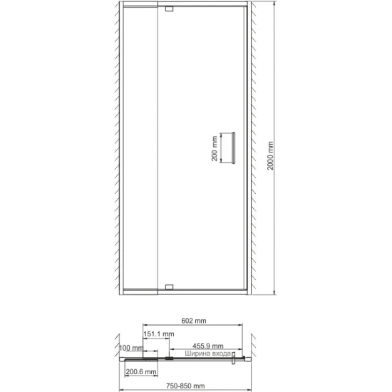Душевая дверь в нишу WASSERKRAFT Berkel 48P27 80x200