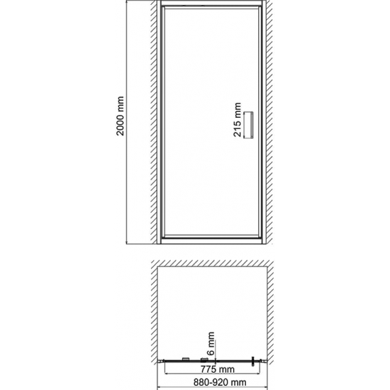 Душевая дверь в нишу WASSERKRAFT Salm 27I04 90x200
