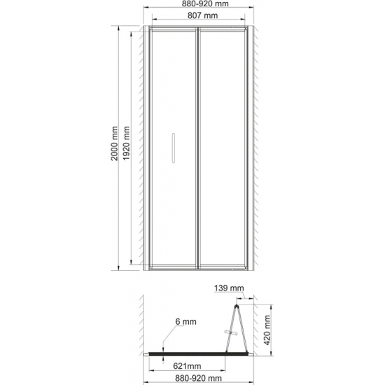 Душевая дверь в нишу WASSERKRAFT Weser 78F04 90x200