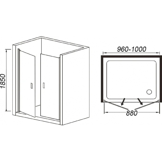 Душевая дверь в нишу WeltWasser WW600 600K2-100