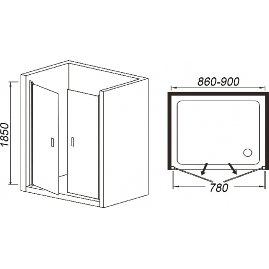 Душевая дверь в нишу WeltWasser WW600 600K2-90