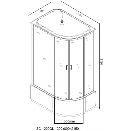 Душевая кабина AQUANET SС-1200Q-L 120x80x215 рифлёное стекло