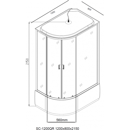 Душевая кабина AQUANET SС-1200Q-R 120x80x215 рифлёное стекло