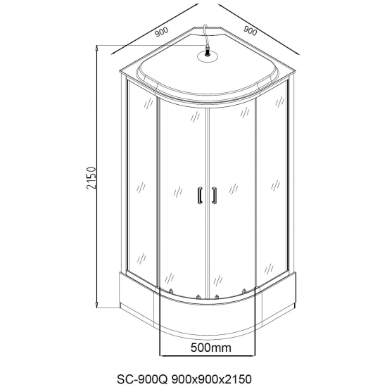 Душевая кабина AQUANET SС-900Q  90x90x215 рифлёное стекло