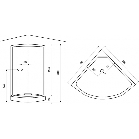 Душевая кабина АRCUS AS-100 90x90x200 без крыши
