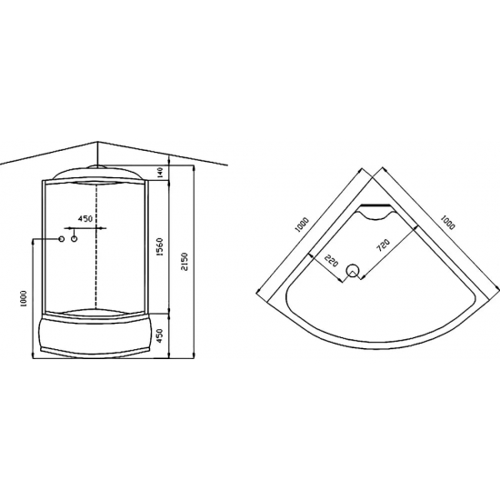 Душевая кабина АRCUS AS-113G 100x100x215 с высоким поддоном, с сиденьем