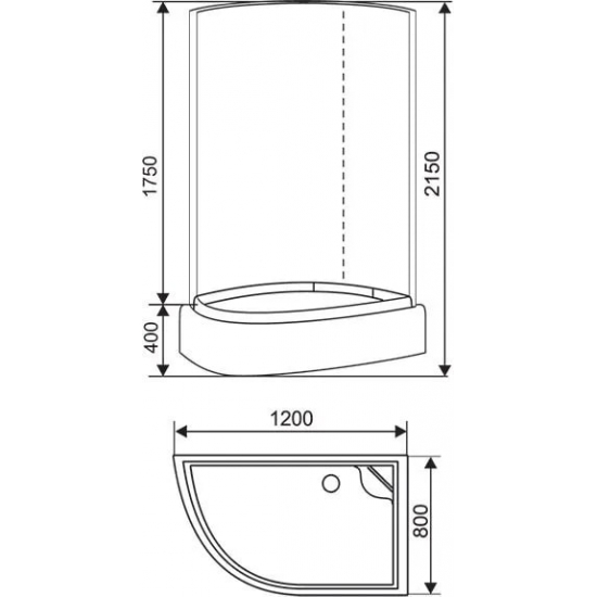 Душевая кабина ARCUS Style S-09G R 120x80x215 с высоким поддоном, с сиденьем