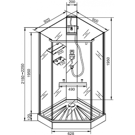 Душевая кабина Cerutti Spa Chika 901T профиль хром