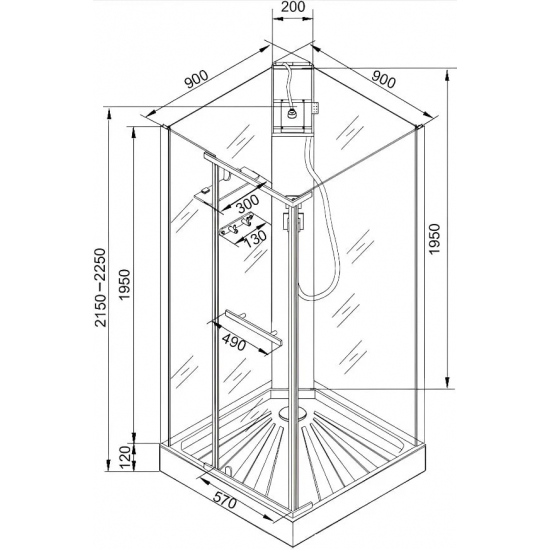 Душевая кабина Cerutti Spa Mimi 901B профиль черный