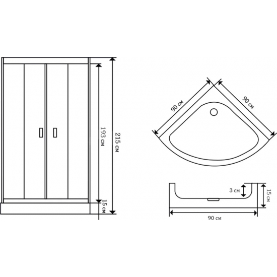 Душевая кабина Cerutti Spa Viva 91B 90x90, профиль чёрный