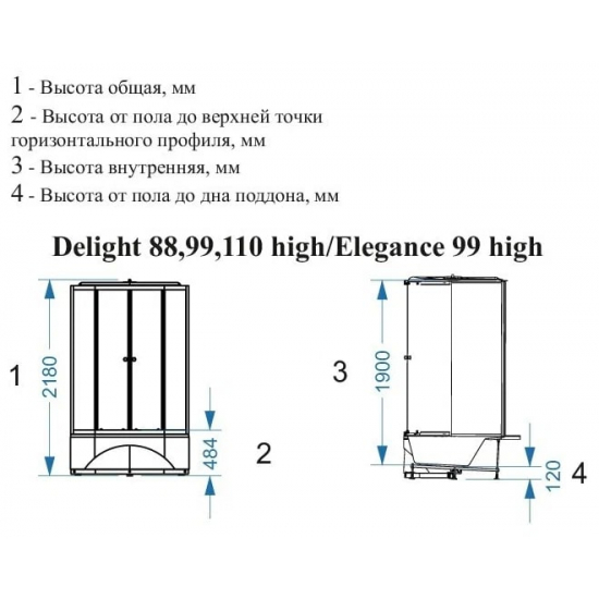 Душевая кабина Domani-Spa Delight Slim 88  80х80 белые стенки, сатин-матированные стекла
