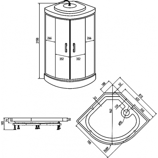 Душевая кабина ERLIT Comfort ER3508P-C4-RUS 80x80x215 