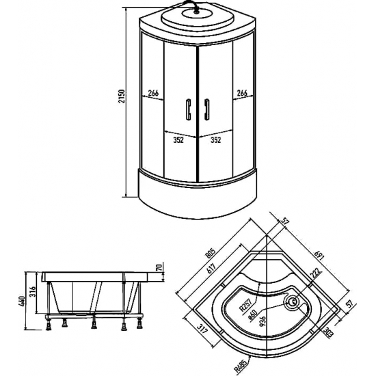 Душевая кабина ERLIT Comfort ER3508TP-C4-RUS 80x80x215 с высоким поддоном, с сиденьем