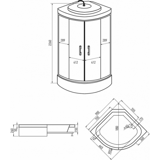 Душевая кабина ERLIT Comfort ER350926-C4-RUS 90x90x226