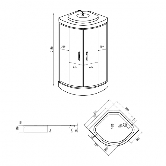 Душевая кабина ERLIT Comfort ER3509P-C3-RUS 90x90x215