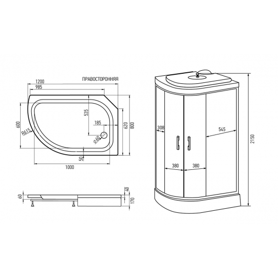Душевая кабина ERLIT Comfort ER3512PR-C3-RUS 120x80x215
