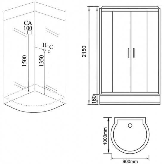 Душевая кабина GROSSMAN GR-140 100x90x215 белая