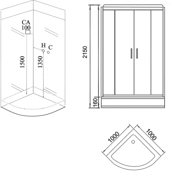 Душевая кабина GROSSMAN GR-141 100x100x215 белая