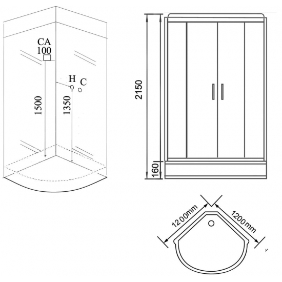 Душевая кабина GROSSMAN GR-142 120x120x215 белая