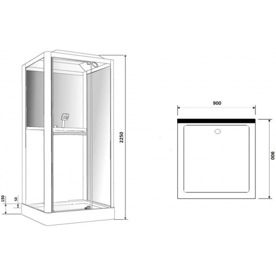 Душевая кабина GROSSMAN GR-221 90x90x225 чёрная
