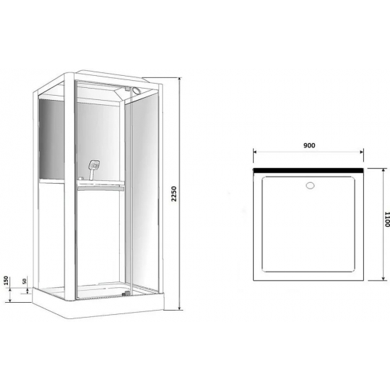 Душевая кабина GROSSMAN GR-223 110x90x225 чёрная