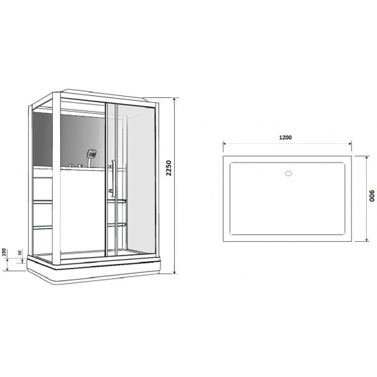 Душевая кабина GROSSMAN GR-227L 120x90x225 чёрная