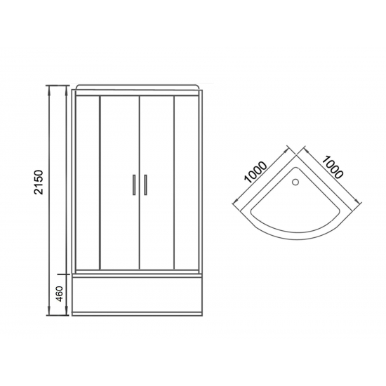 Душевая кабина GROSSMAN GR-244 100x100x215 чёрная