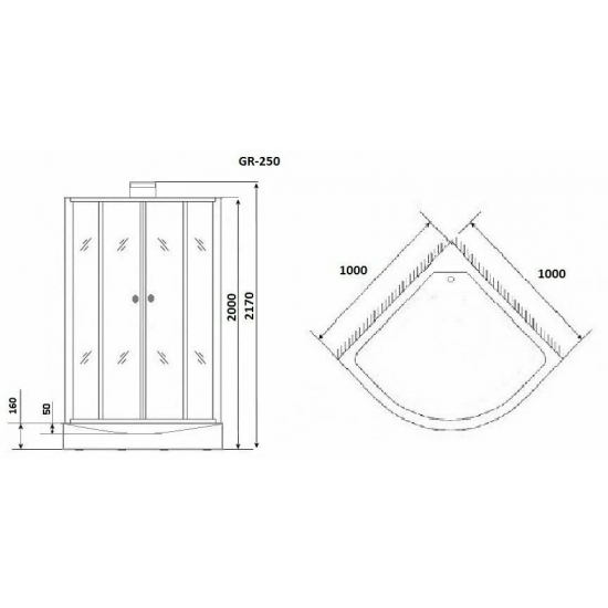 Душевая кабина GROSSMAN GR-250 100x100x205 без крыши