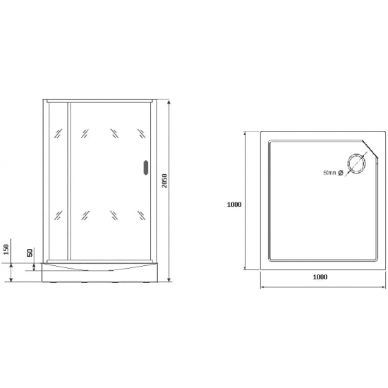 Душевая кабина GROSSMAN GR-270QL 100x100x205 без крыши