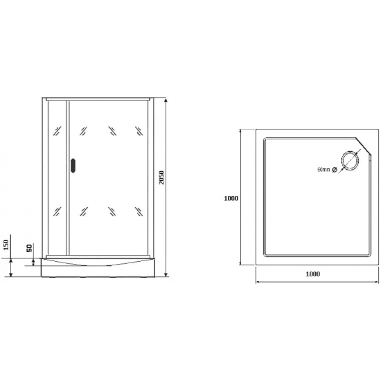 Душевая кабина GROSSMAN GR270QR 100x100x205 без крыши