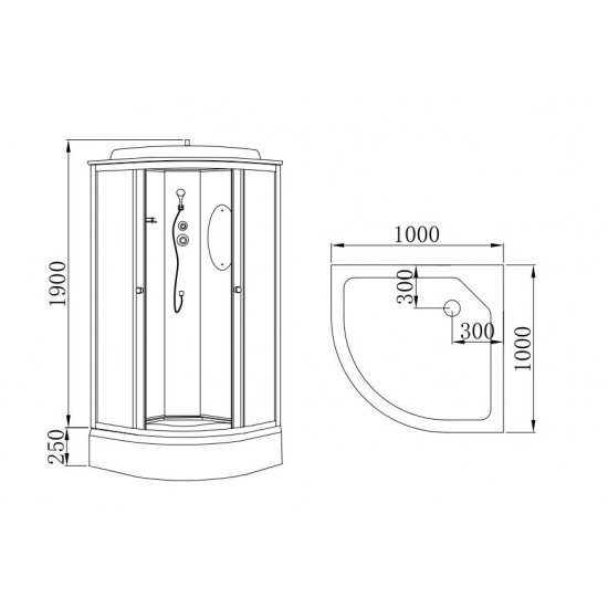 Душевая кабина HYDROOM HD-KU100100NB2 100x100x215