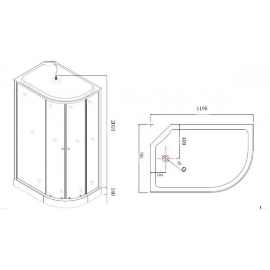 Душевая кабина HYDROOM HD-KU12080LFL 120x80x215