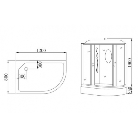 Душевая кабина HYDROOM HD-KU12080NFL 120x80x215