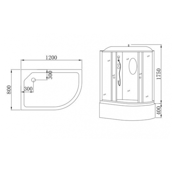 Душевая кабина HYDROOM HD-KU12080VFL 120x80x215