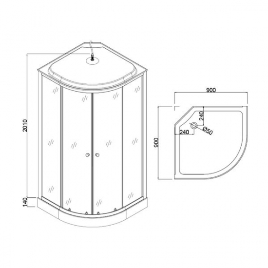 Душевая кабина HYDROOM HD-KU9090LF 90x90x215