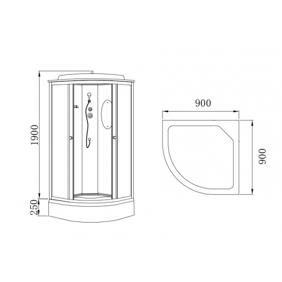 Душевая кабина HYDROOM HD-KU9090NB2 90x90x215