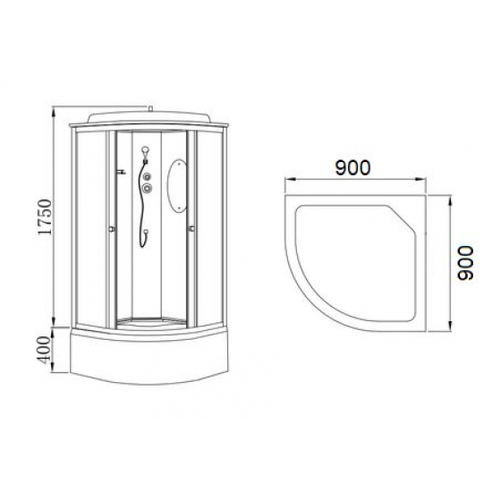Душевая кабина HYDROOM HD-KU9090VB2 90x90x215