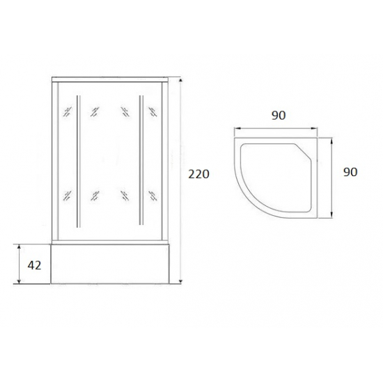 Душевая кабина LORANTO CS-001  90x90x220 с высоким поддоном, с сиденьем