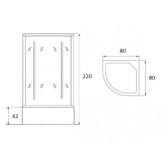 Душевая кабина LORANTO CS-002  80x80x220 с высоким поддоном, с сиденьем