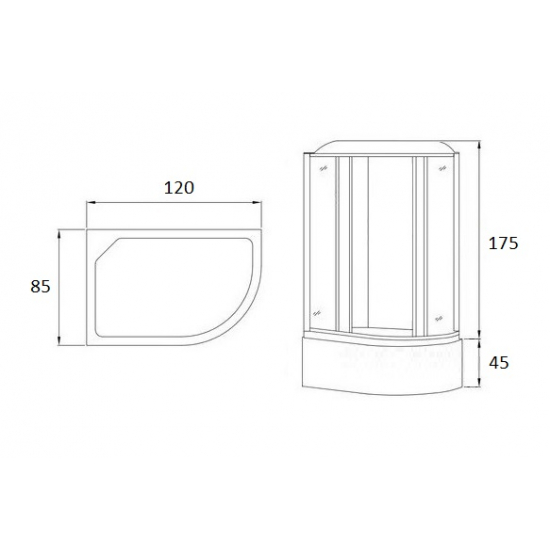 Душевая кабина LORANTO CS-007-1L 120x85x220 с высоким поддоном, с сиденьем
